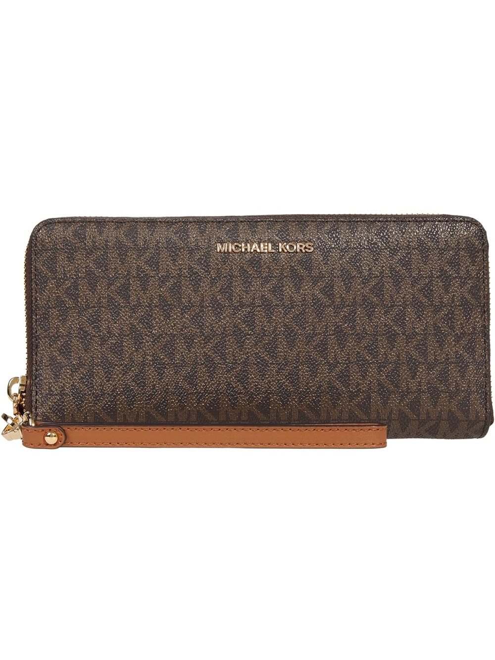 Michael Kors Jet Set Leather Dark Brown Zip-Around Wristlet Travel Wallet - New